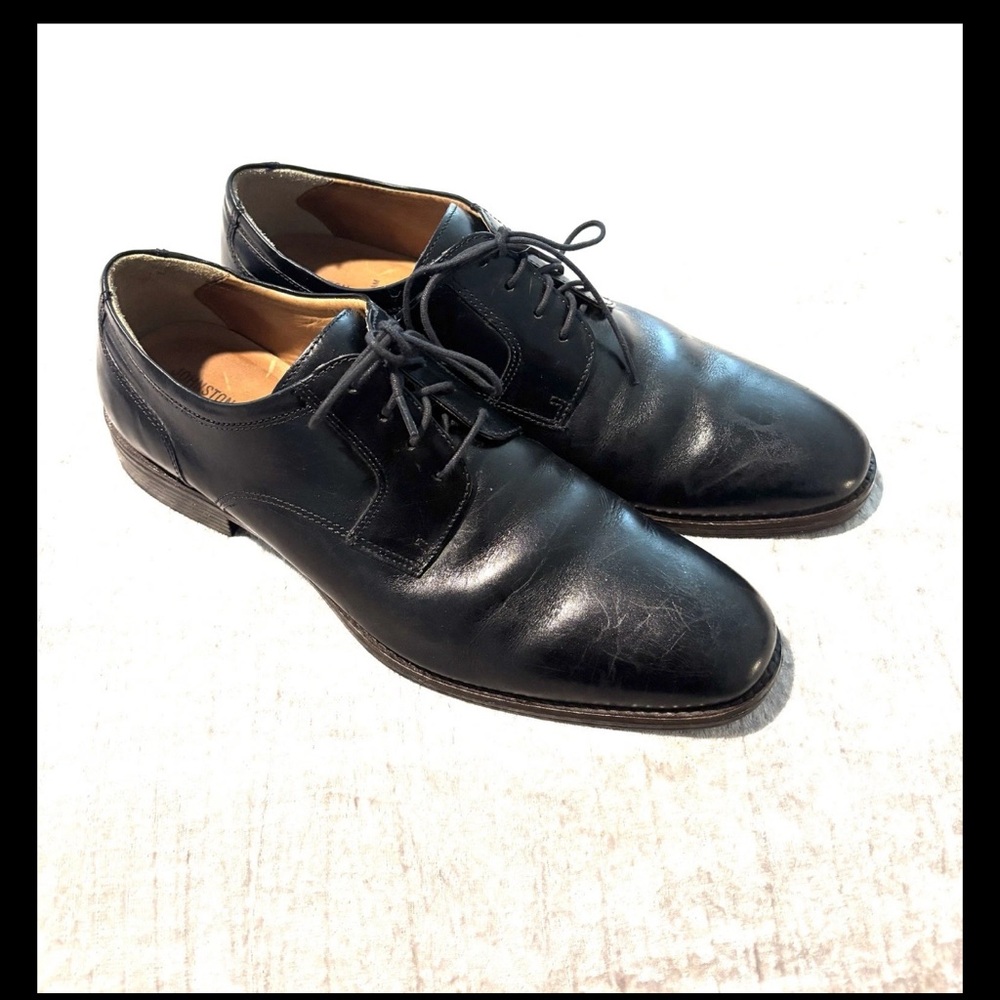 Johnston & Murphy Sz 11M Lewis Plain Toe Oxford Dress Shoes Classic BlackLeather